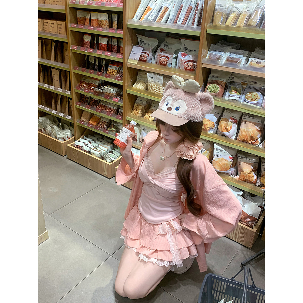 【瑞茜】汽水少女 早秋软妹风小众设计背心半裙衬衫R3497-1W - 图1