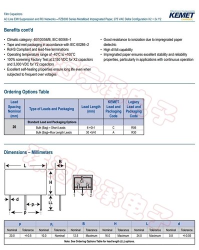进口芬兰 RIFA PZB300 150n X2 2x4n7 Y2 275VAC 电容器 - 图3