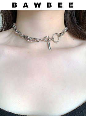 夸张短项链水晶粗链女