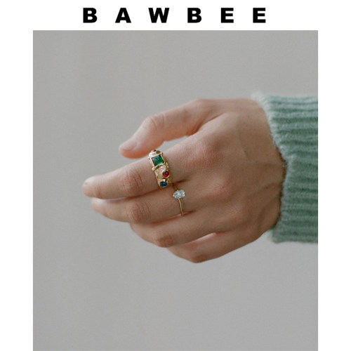 BAWBEE 美绝～ 小众品牌vintage多色复古镶嵌欧美镀金宝石戒指 - 图0