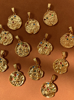 铜镀金女星座项链礼物