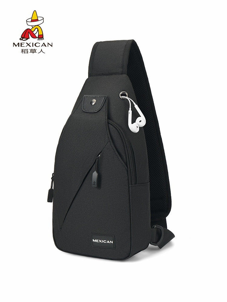 稻草人胸包男士休闲大容量斜挎包 稻草人伊之禾男士包袋