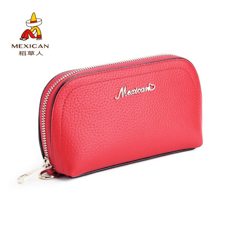 稻草人女真皮手拿长款欧美零钱包 稻草人伊之禾钱包