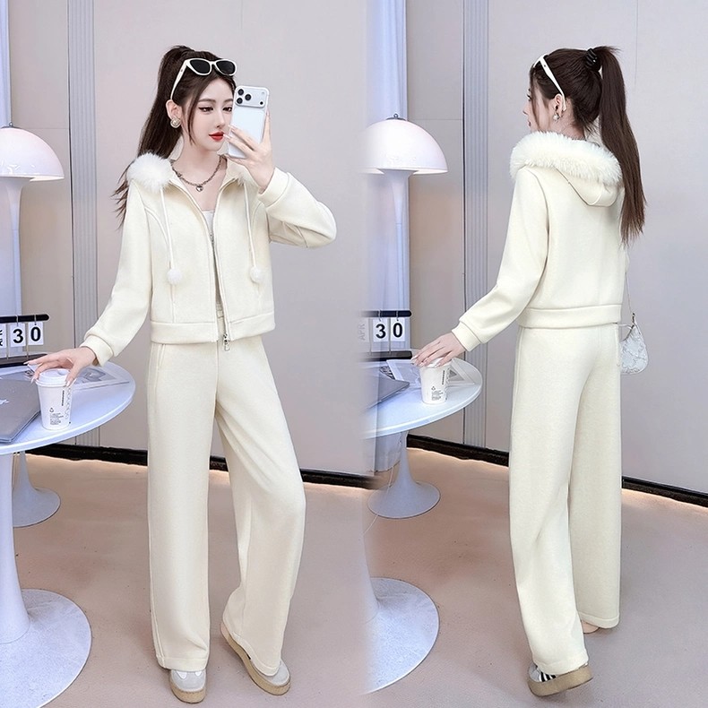 加绒时尚休闲套装女2025秋冬季新款连帽卫衣阔腿裤减龄显瘦两件套,淘宝优惠券,粉丝福利购,淘宝优惠卷