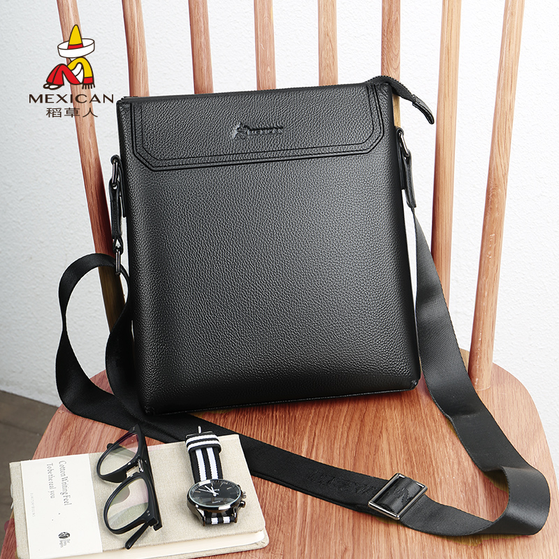 稻草人单肩包男商务真皮男士包包 mexican稻草人智上男士包袋