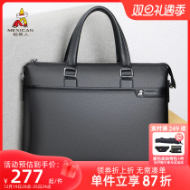 Rice straw man handbag briefcase for mens business genuine leather computer bag mens brief official business package leisure document bag