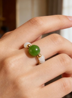 新疆和田玉羊脂白玉碧玉戒指戒圈