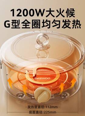 大宇电火锅家用电煮锅一体锅多功能大容量电炒菜煎炸烤不粘电热锅