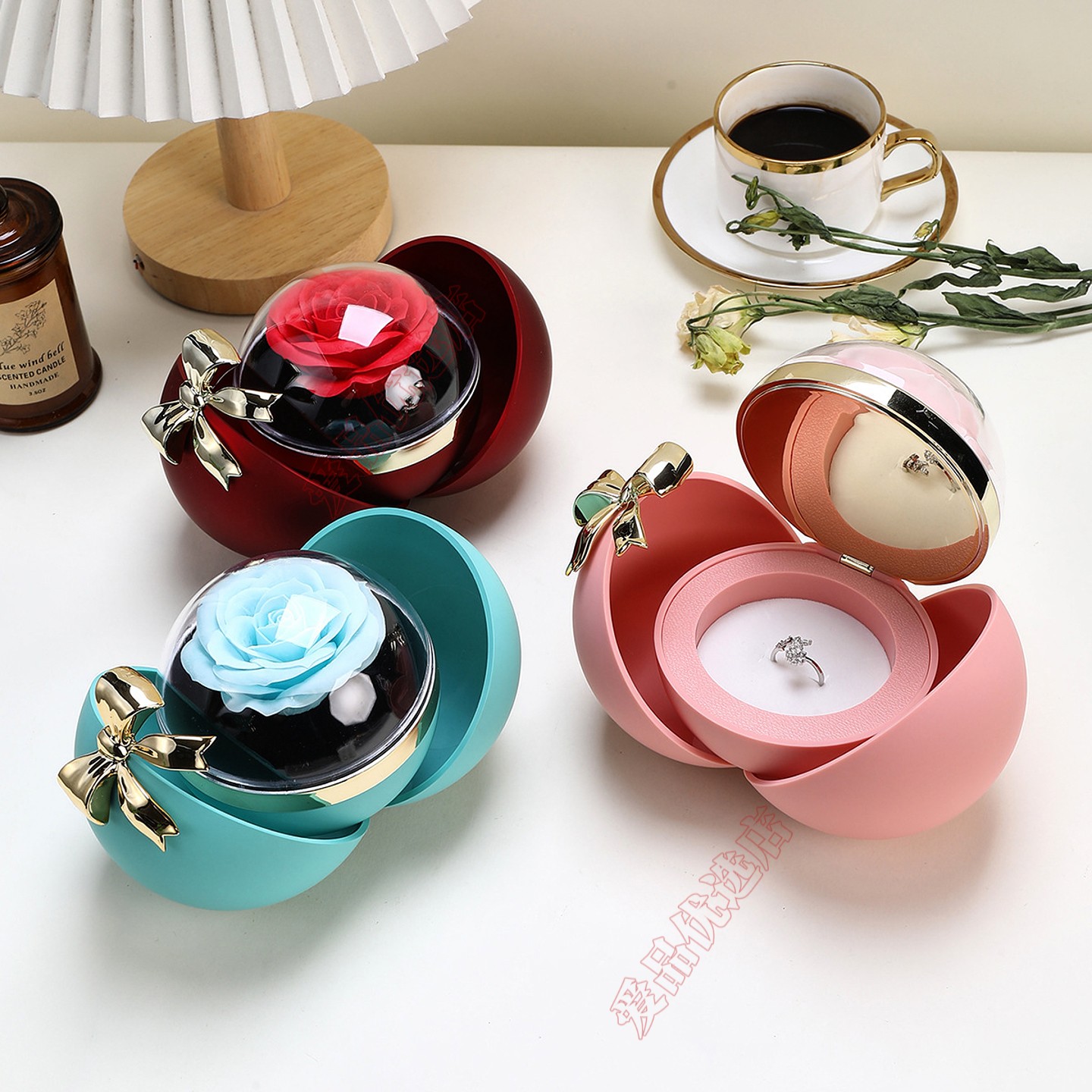 玫瑰花首饰礼盒精美项链盒高档戒指包装盒精致七夕情人节礼物盒子