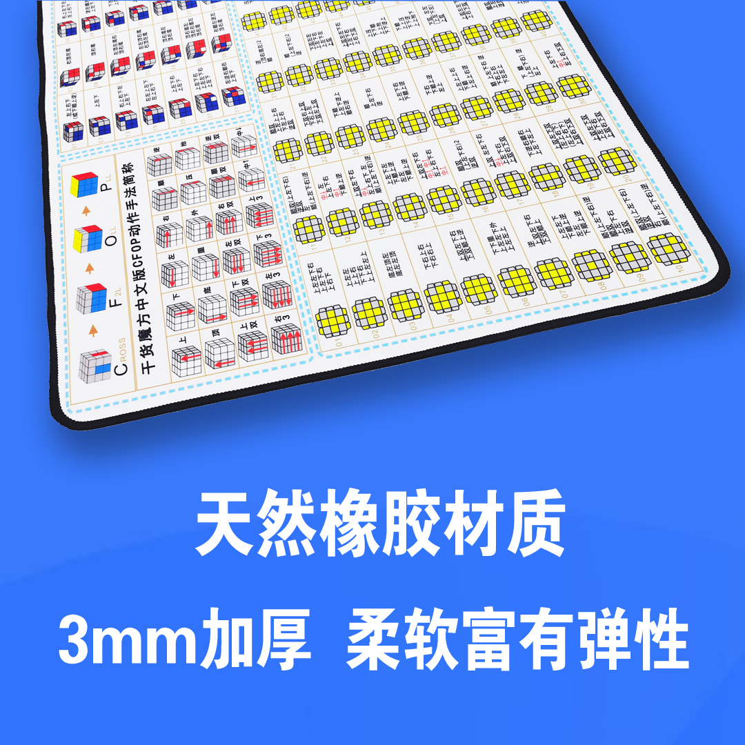 干货魔方中文版CFOP训练桌垫儿童魔方还原提速练习垫魔方速拧垫子-图1