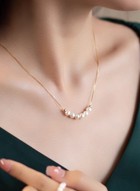 天然淡水珍珠女锁骨链小众轻奢