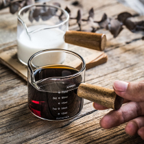 Alley tail small and beauty ~ ins glass milk flush] Japanese style wood handle with scale coffee small amount of cup oz cup