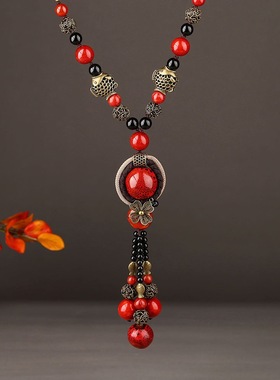 民族风新年新款毛衣链装饰百搭配饰春秋款项链挂件古典鱼儿女款