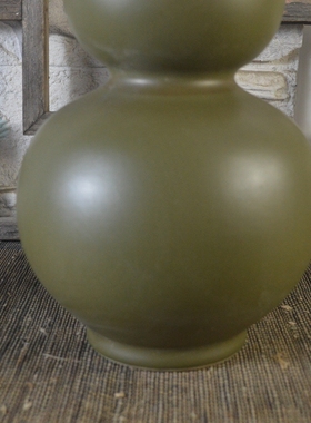 雍正茶叶末釉葫芦瓶摆件古董古玩