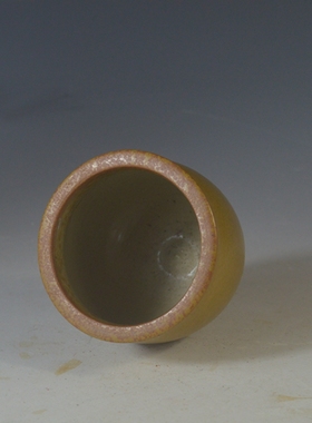 全新风格黄釉水盂文房古董古玩