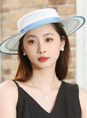 诗丹凯萨名媛礼帽女法式平顶夏季