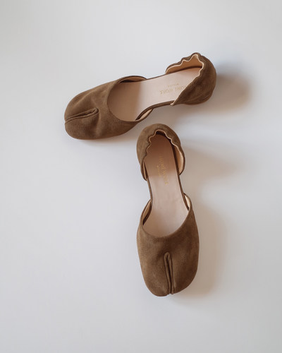 HOME WORK原创设计师tabi分趾忍者牛皮手工包头凉鞋单鞋翻毛皮棕 - 图2