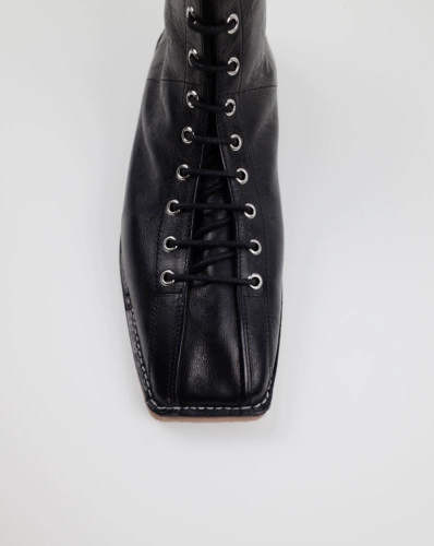 Домашняя работа 18/AW Collection Cube Cube Tie Tie Decorative Simple Flat Boots Black