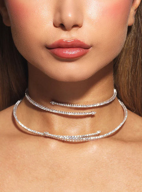 轻奢珍珠水钻金色圆环颈链女配饰