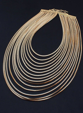 欧美时尚高级感金属流苏项链