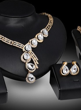 欧美奢华夸张水晶宝石女时尚项链