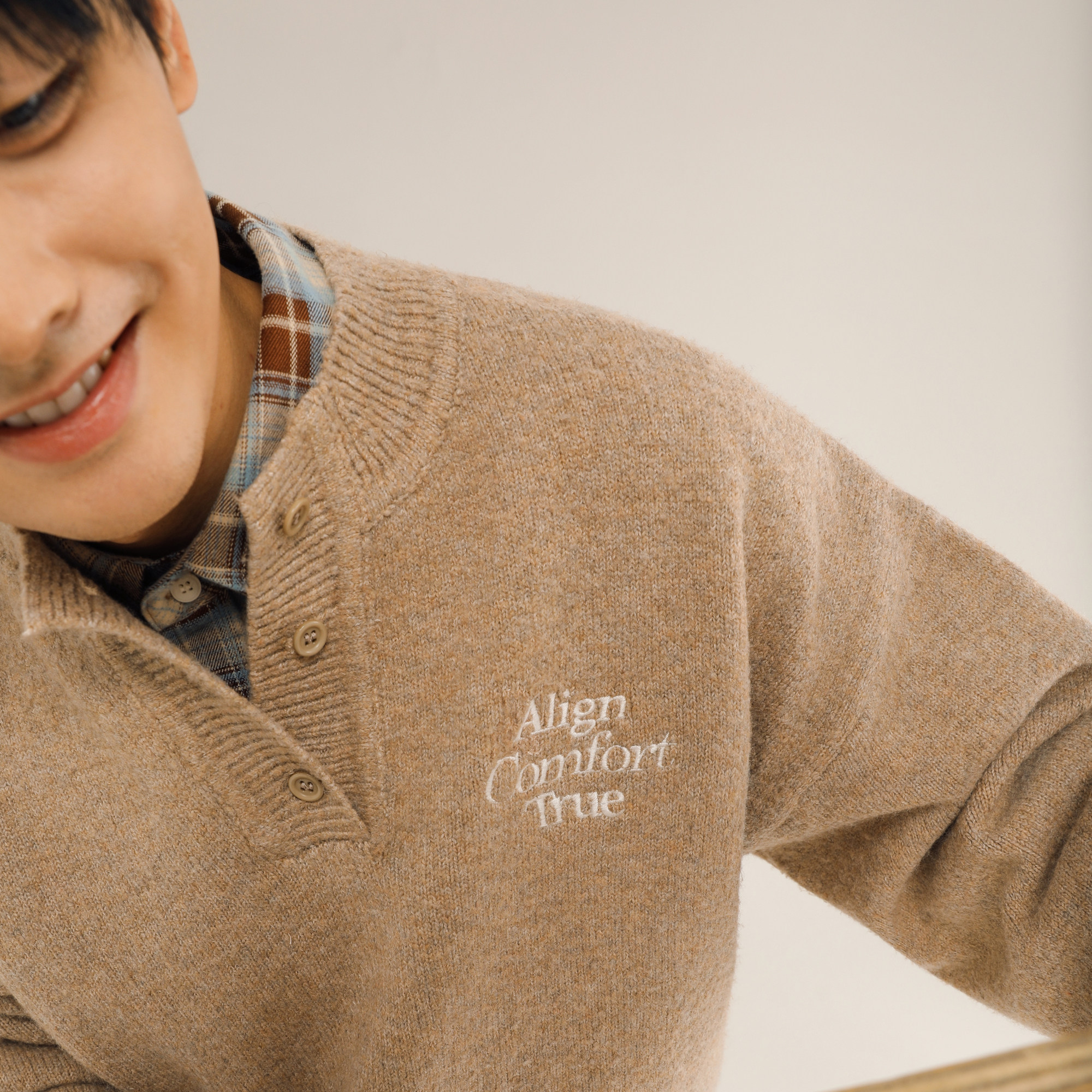 吕小虎ACTUP 冬季新款亨利领毛衣男仿牛绒针织衫高级感毛衫上衣潮,淘宝优惠券,粉丝福利购,淘宝优惠卷