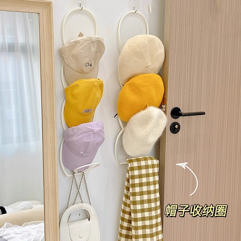 日本挂帽子收纳神器壁挂宿舍衣柜门上衣帽挂架围巾包包挂钩置物架 - 图1