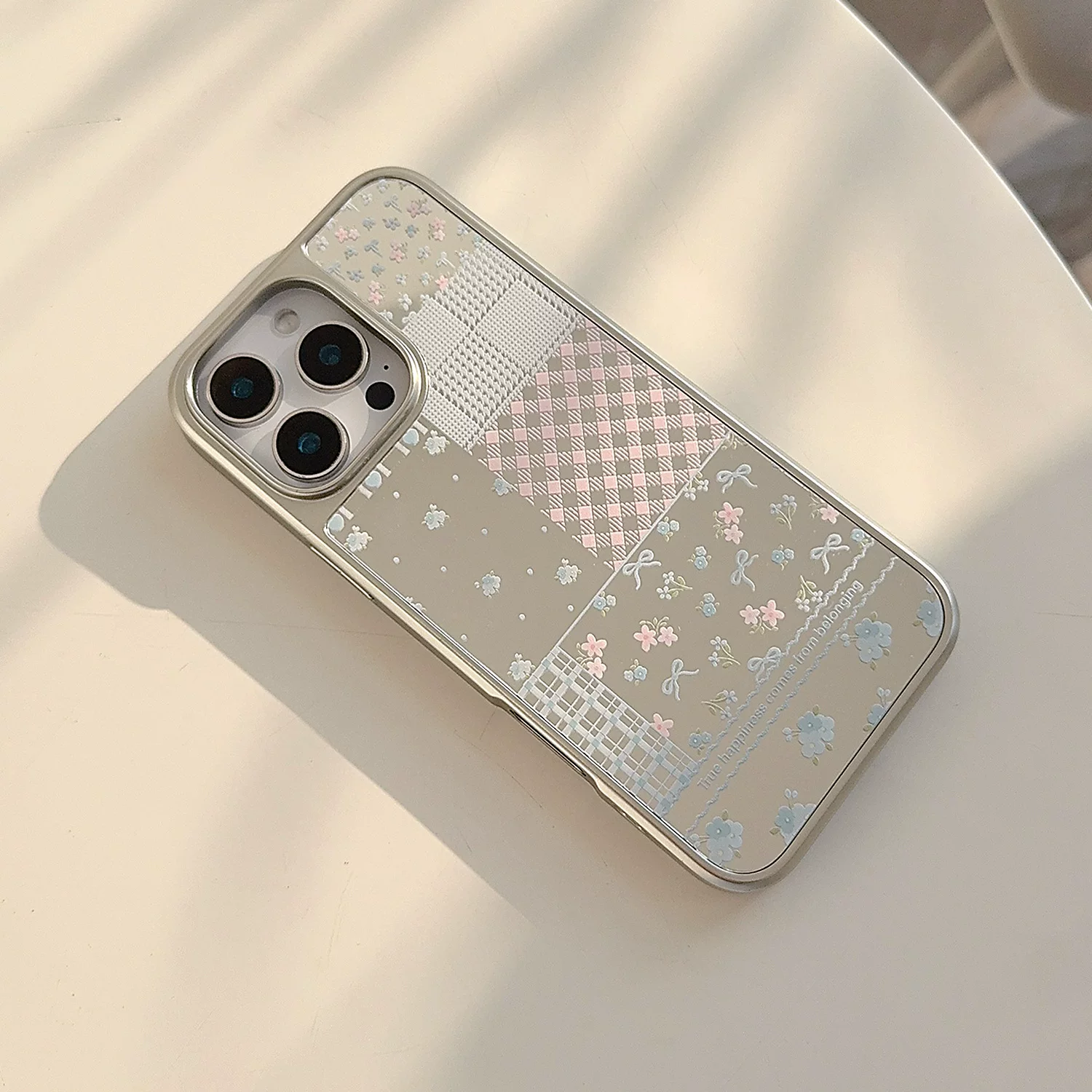 Айфон совместим с яблочным свежий iPhone 16, чехол для телефона, 16promax, iphone, эффект зеркала, кружевное платье, с цветочным принтом, защита от осени