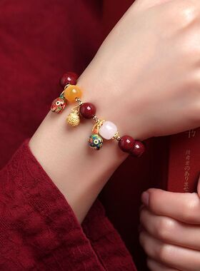 吞金兽一家仿水晶珐琅彩手绘手串本命年民族风女款手链闺蜜礼品