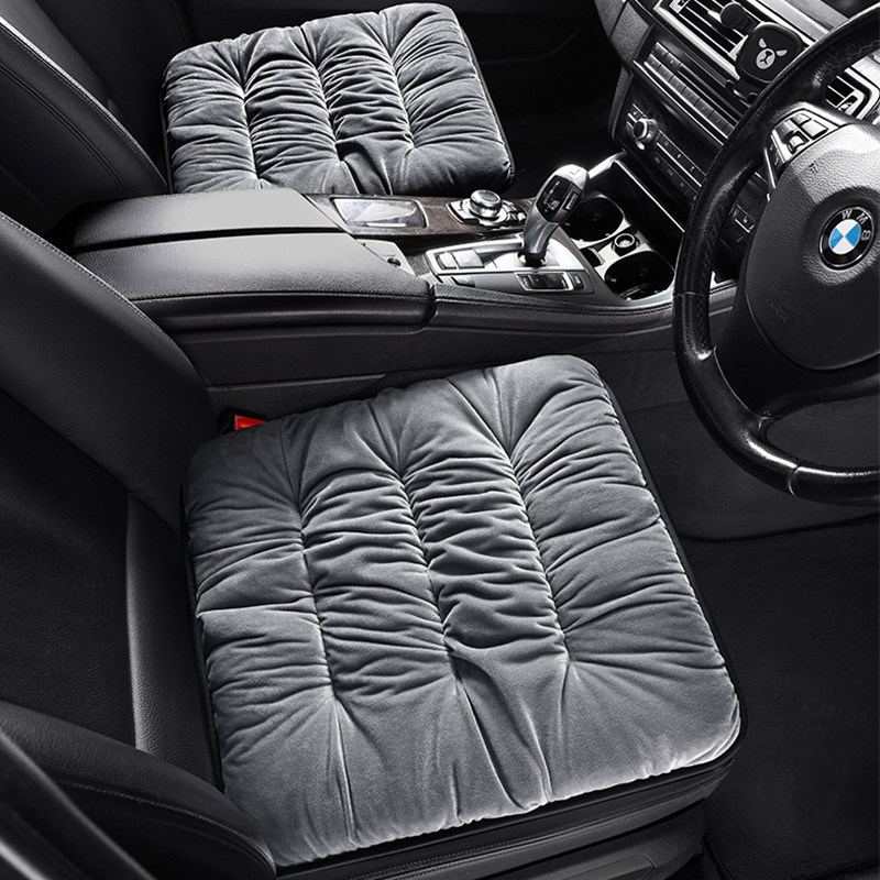 汽车坐垫冬季短毛绒方垫单片车内屁垫四季通用透气座垫保暖椅垫子