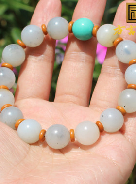 方言和田玉挂金皮点墨青花籽手串