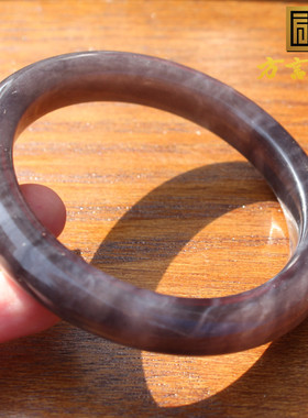 青海和田玉老坑料浓烟紫正装手镯