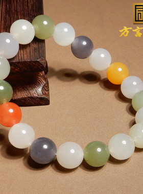 方言和田玉烟紫晴水白玉多宝手串