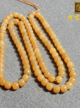 新疆和田玉且末黄金糖老型珠项链