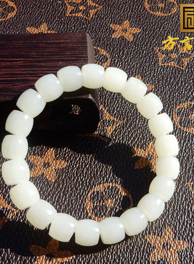 俄罗斯老料羊脂白玉10MM直切手串