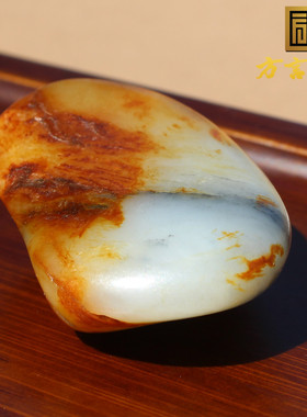 黄沁皮青花籽料原石玩料吊坠