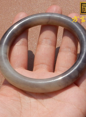 方言和田玉青海烟紫白玉双色手镯