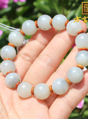 方言和田玉细腻点墨青花籽料手串