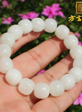 青海料羊脂白老坑料白玉老型手链