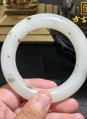 稀缺方言和田玉特色级青海料野牛沟羊脂白玉桂花糕内径55MM手镯S9