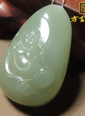 炸锅了！方言和田玉精品珍品佩戴级油润湖水绿佛公精美吊坠挂件S