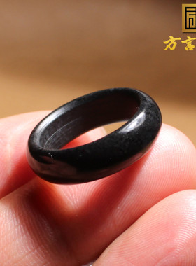 大漏方言和田玉精品新疆白玉底墨玉籽料17戒指扳指同料仅出三个A1