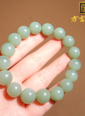 俄罗斯料粉绿猫眼碧玉卡12mm手串