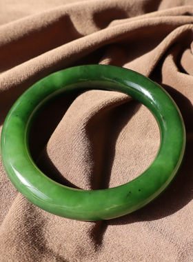 俄罗斯料菠菜绿碧玉56mm胖圆手镯