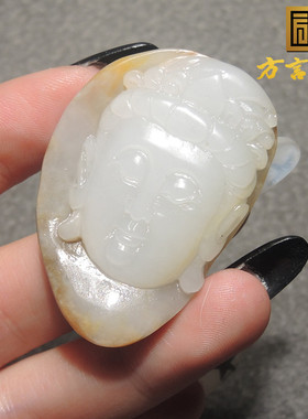 方言俄籽黄沁皮白玉籽料普度众生