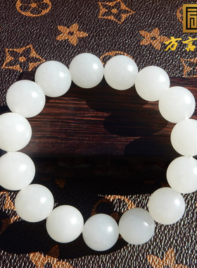 俄罗斯羊脂白玉14mm圆珠单圈手串