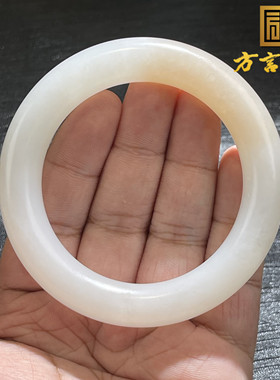 稀缺方言和田玉收藏级青海老坑料细润藕粉羊脂白玉内径58MM手镯S