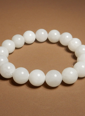 亏麻了方言和田玉精品青海料细腻冰底白玉手串圆珠12mm玉手链A6