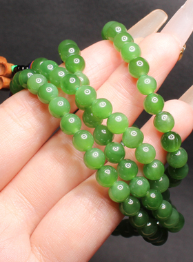 方言阳绿色碧玉6mm圆珠108项链