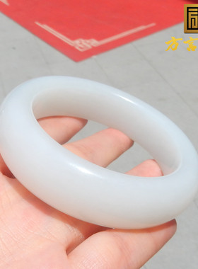 俄罗斯老料肉底羊脂白玉55mm手镯